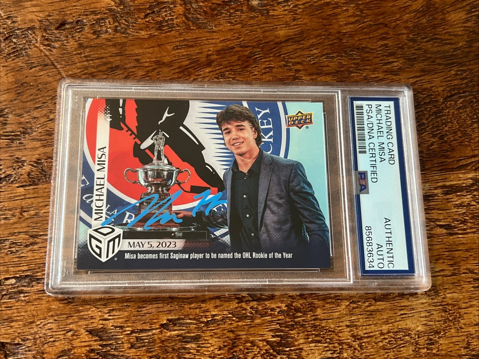 Michael Misa IP Signed Upper Deck Card PSA DNA Slab Sharks Autographed