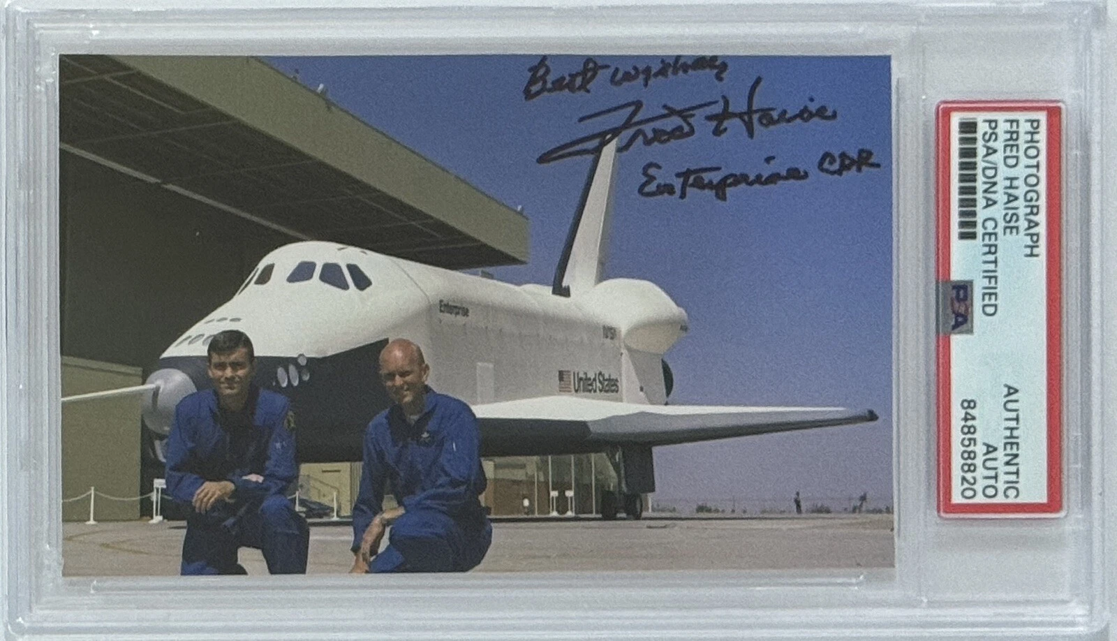 FRED HAISE SIGNED PSA DNA COA AUTOGRAPHED APOLLO 13 ENTERPRISE CDR PHOTOGRAPH