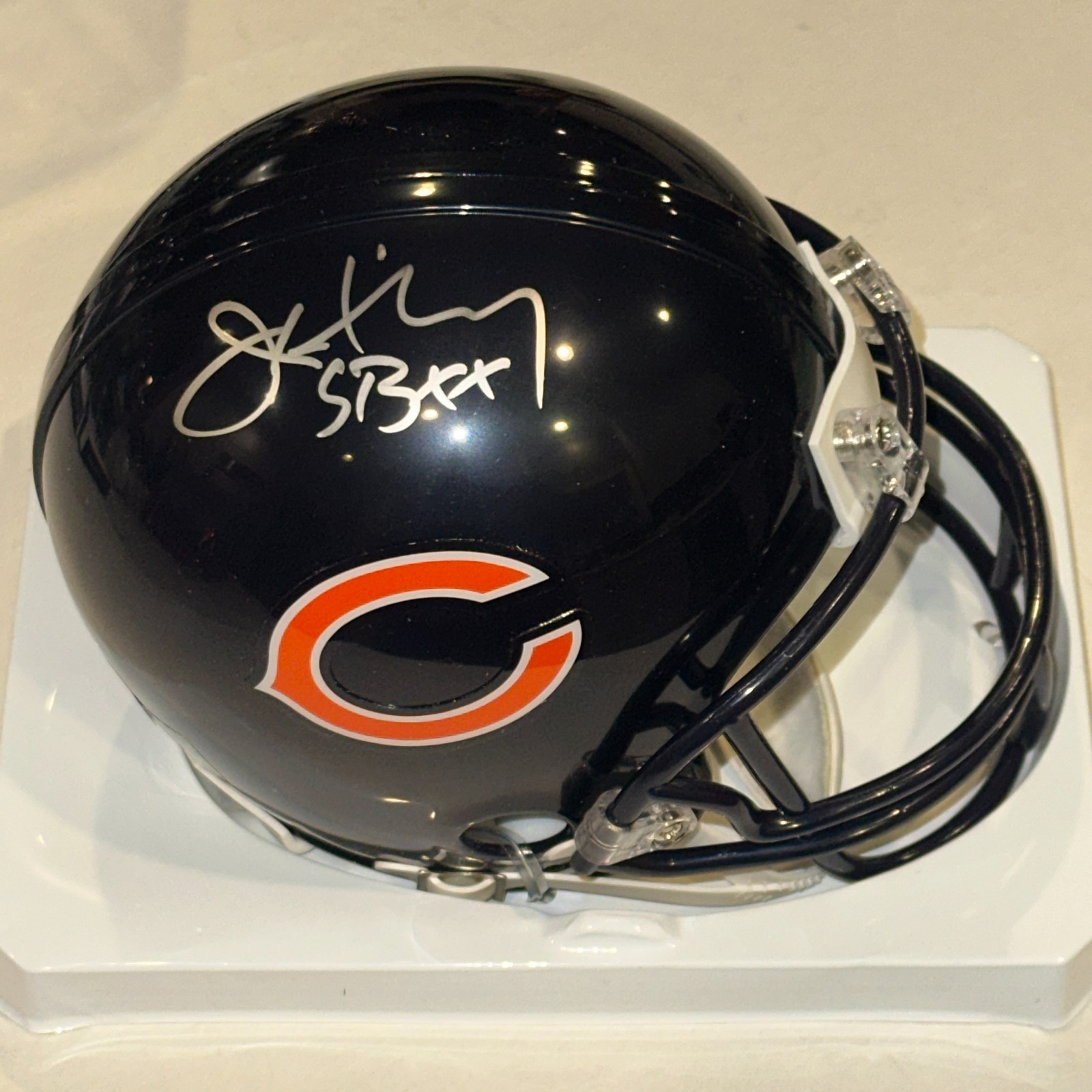 JAY HILGENBERG Signed Chicago BEARS Mini-helmet w/ Inscription Beckett Auth BAS
