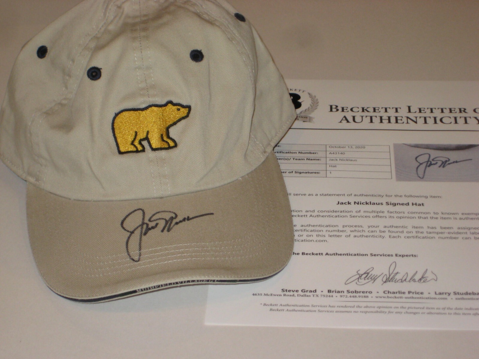 JACK NICKLAUS (PGA) Signed Embroidered GOLDEN BEAR HAT w/ Beckett LOA