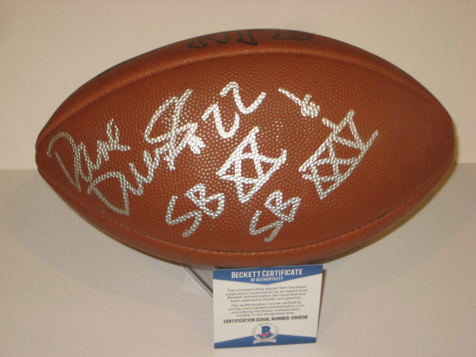 DAVE DUERSON (Chicago Bears) Signed WILSON FOOTBALL w/ Beckett COA & SB Inscrips