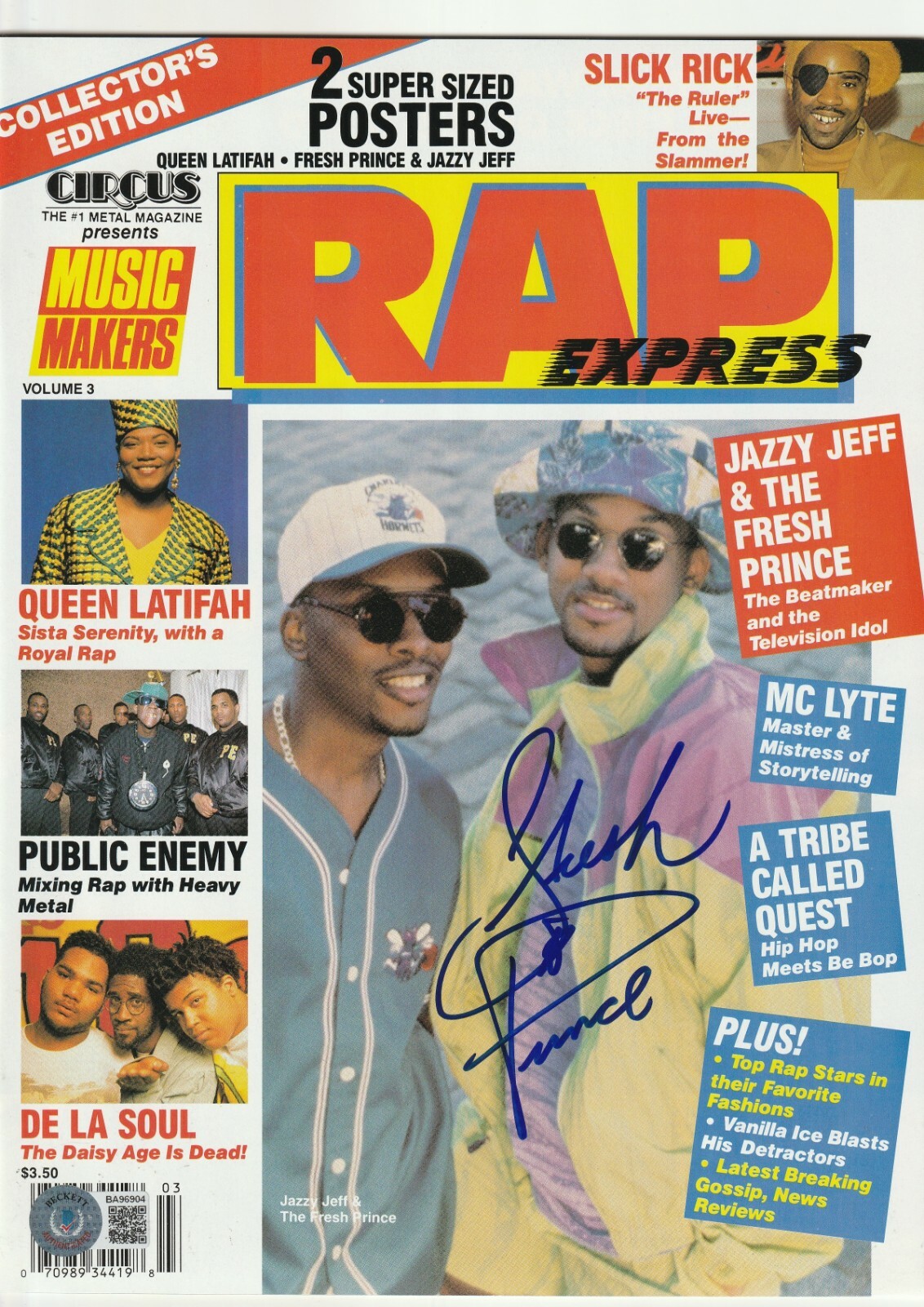 FRESH PRINCE (WILL SMITH) Signed RAP EXPRESS w/ Beckett COA (NO Label) EARLY SIG