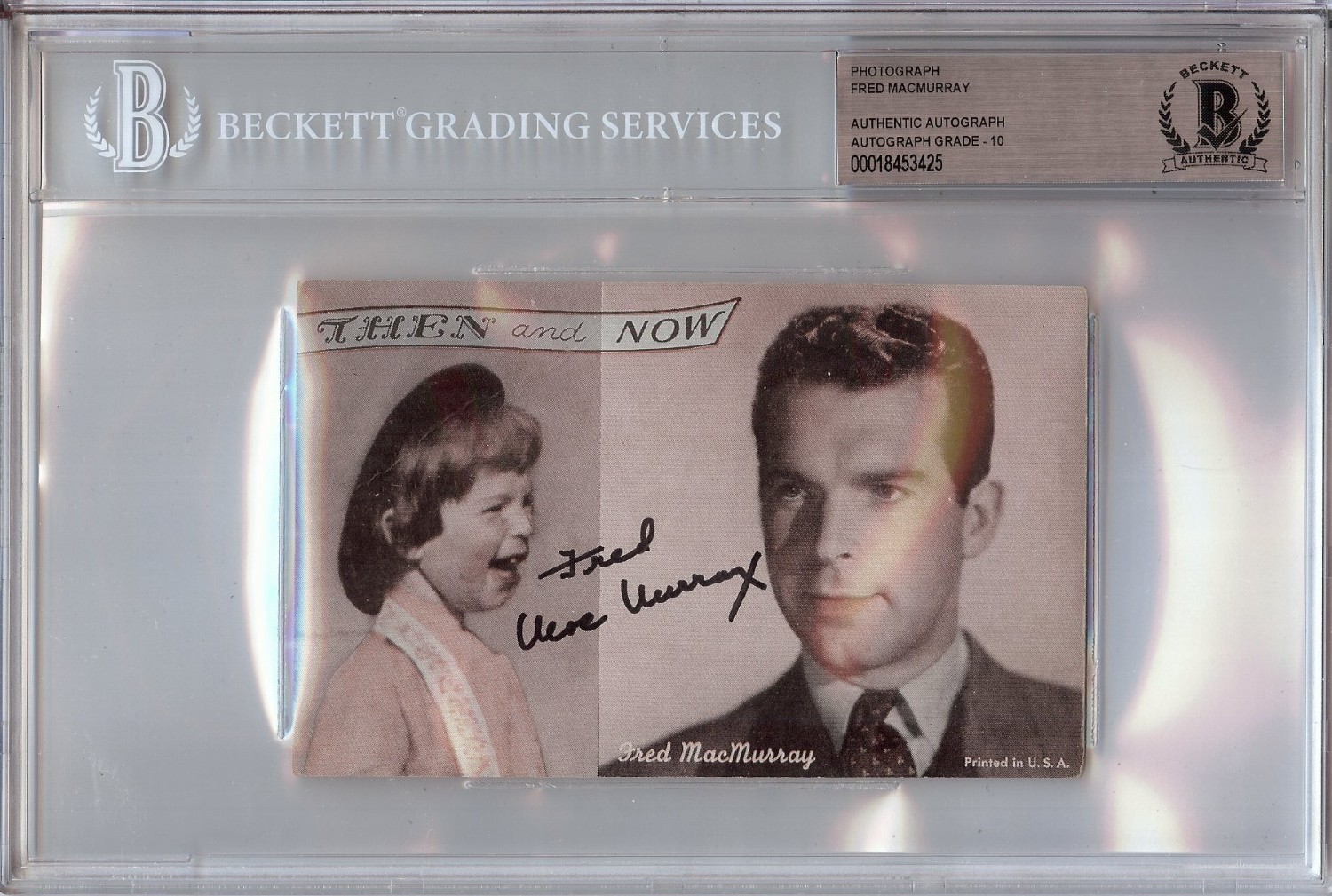 Fred MacMurray Autographed Exhibit Card My Three Sons 10 Auto Grade BAS 3425