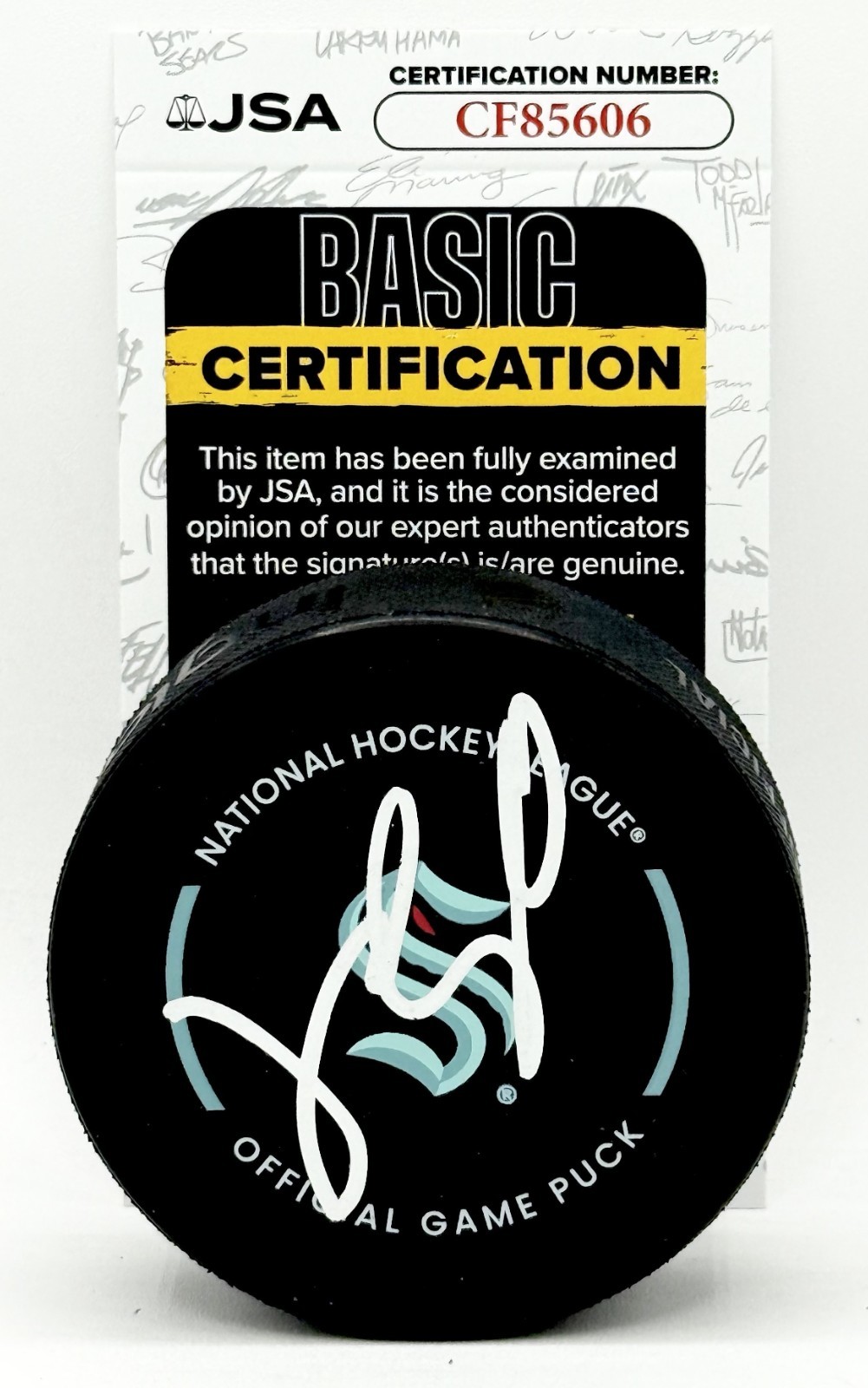 Jessica Campbell signed Seattle Kraken Official Game Puck autographed JSA