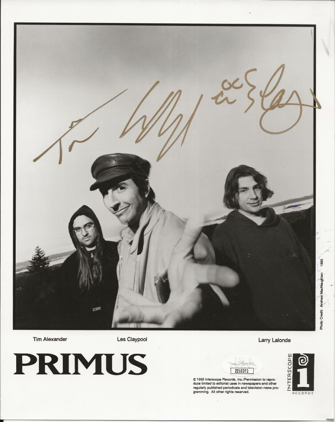 Primus REAL SIGNED Original 1993 Promo Photo JSA LOA Autographed Les Claypool +