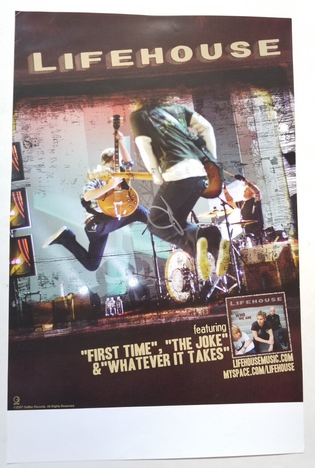 Jason Wade of Lifehouse REAL hand SIGNED Who We Are Promo Poster COA Autographed