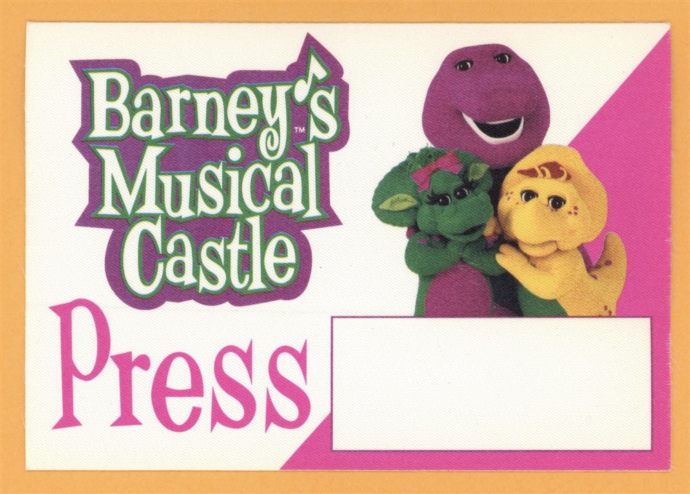 Barney's Musical Castle 1999 Concert Tour PRESS Backstage Pass