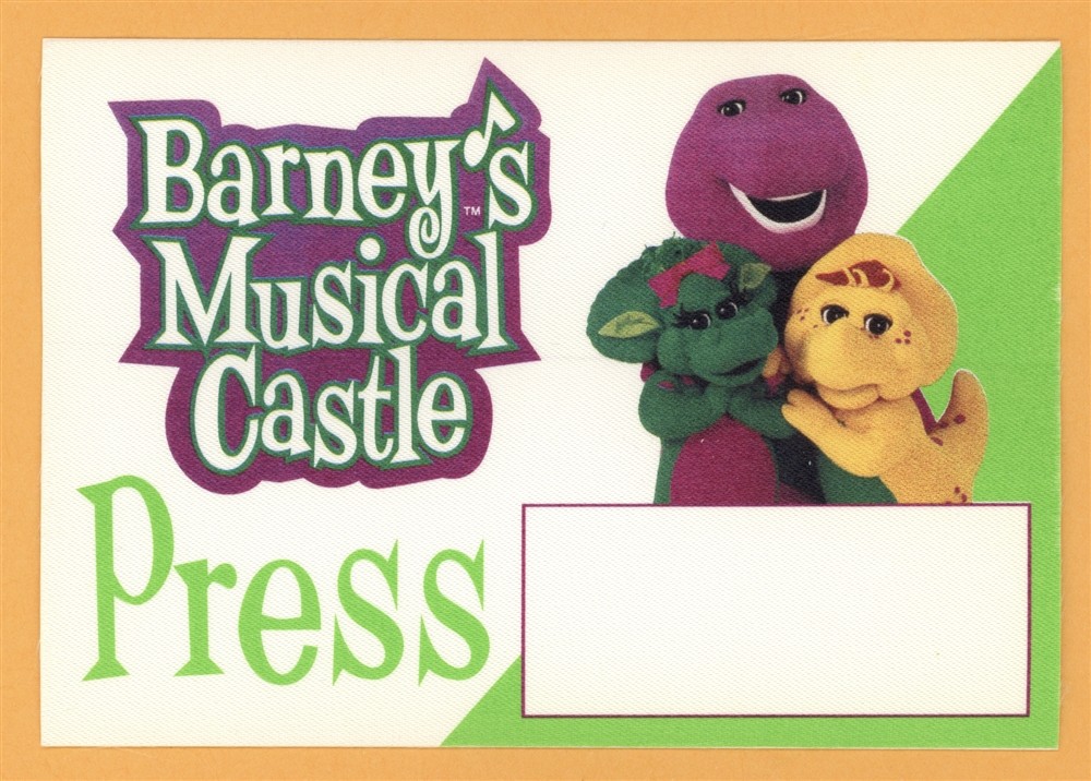 Barney's Musical Castle 1999 Concert Tour PRESS Backstage Pass