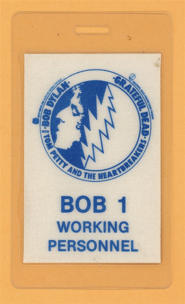 Bob Dylan 1986 Tom Petty Grateful Dead Tour Laminated Backstage Pass