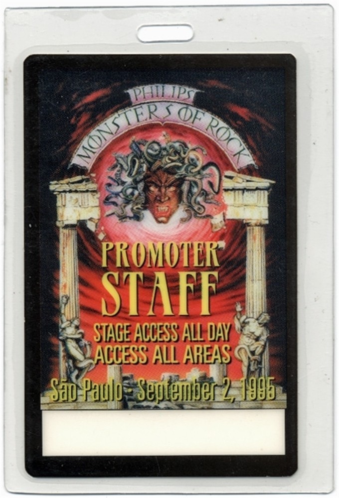 Alice Cooper 1995 Monsters of Rock Tour Sao Paulo Laminated Backstage Pass Ozzy