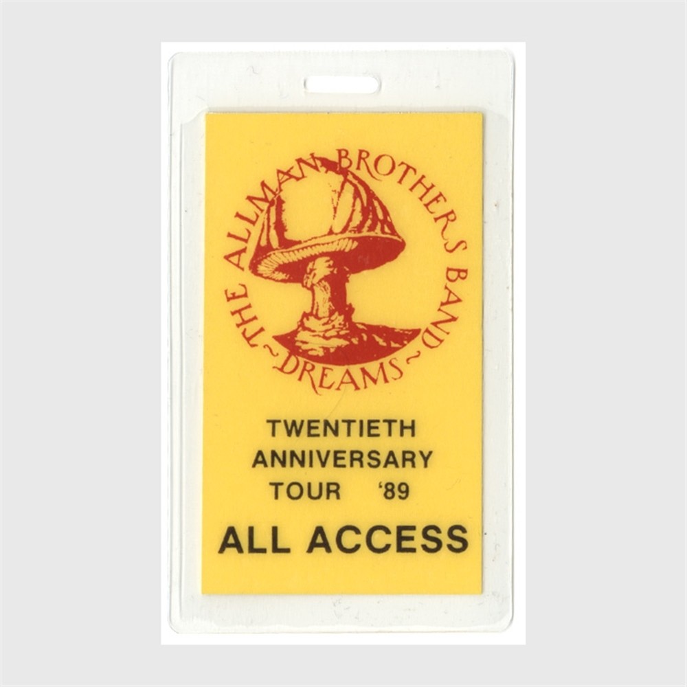 Allman Brothers 1989 20th Anniv Vintage All Access Laminated Backstage Pass