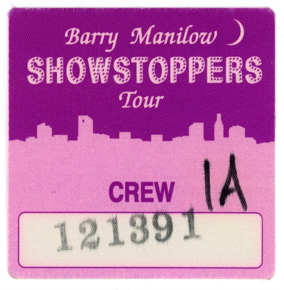 Barry Manilow CREW Purple Backstage Pass - Showstopprs Tour