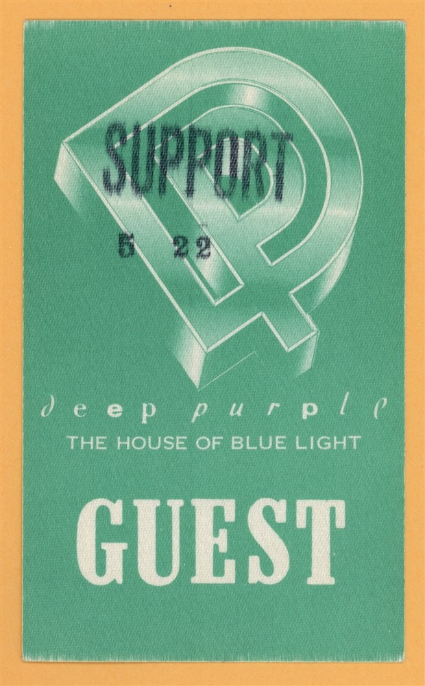 Deep Purple 1987 House of Blue Light Concert Tour GUEST Backstage Pass
