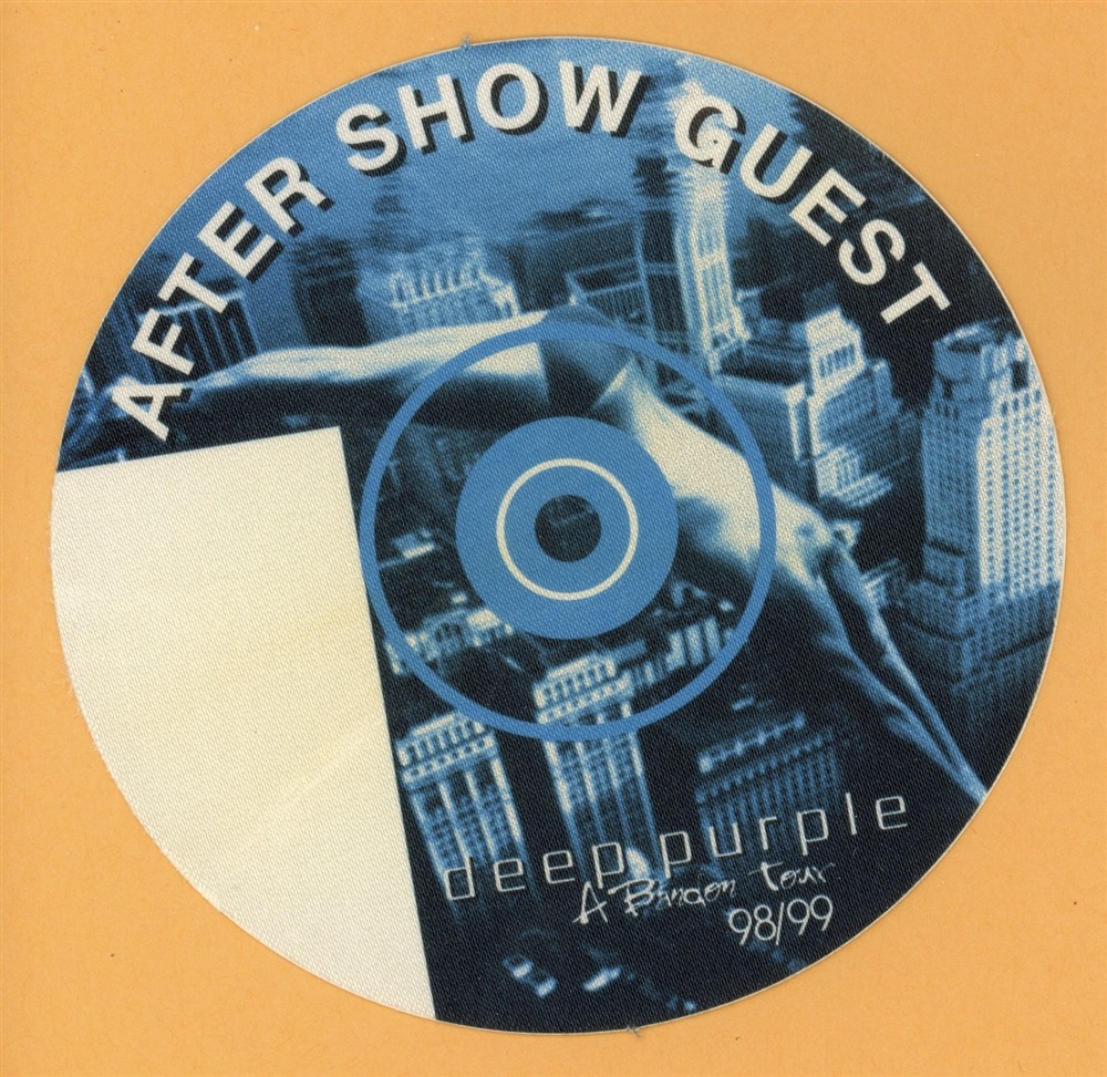 Deep Purple 1998 Abandon Concert Tour AFTER SHOW Backstage Pass
