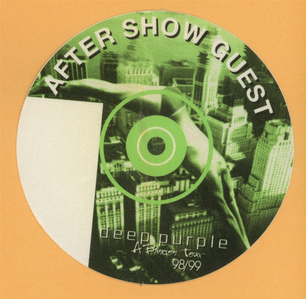 Deep Purple 1998 Abandon Concert Tour AFTER SHOW Backstage Pass