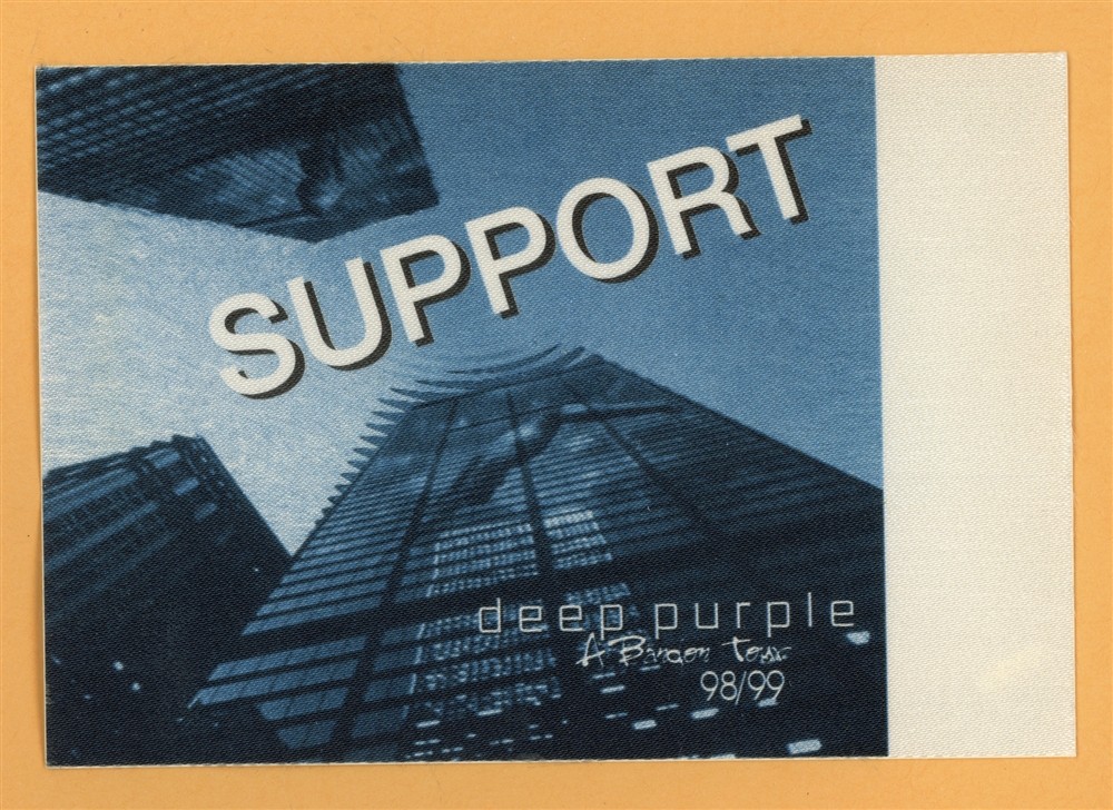 Deep Purple 1998 Abandon Concert Tour SUPPORT Backstage Pass