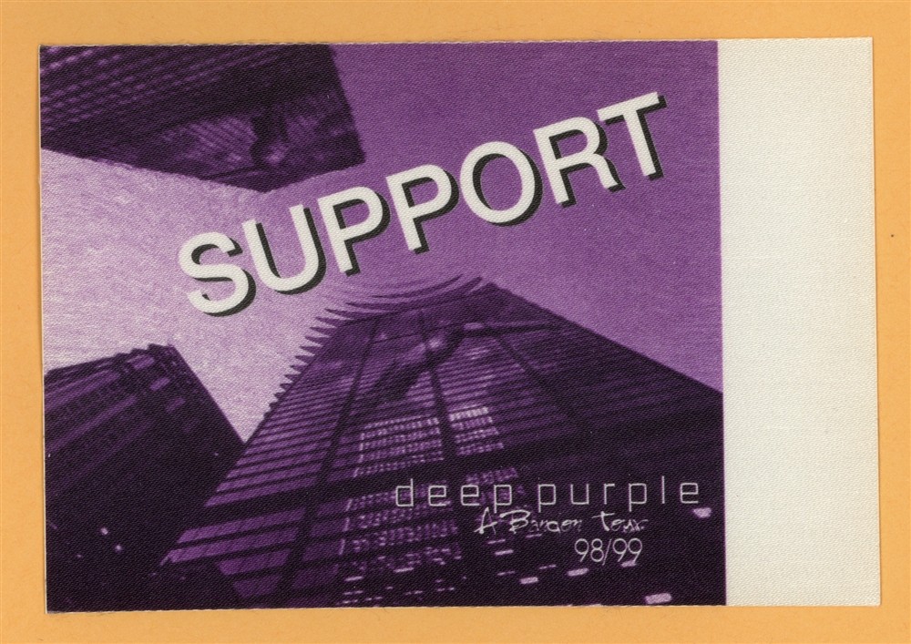 Deep Purple 1998 Abandon Concert Tour SUPPORT Backstage Pass
