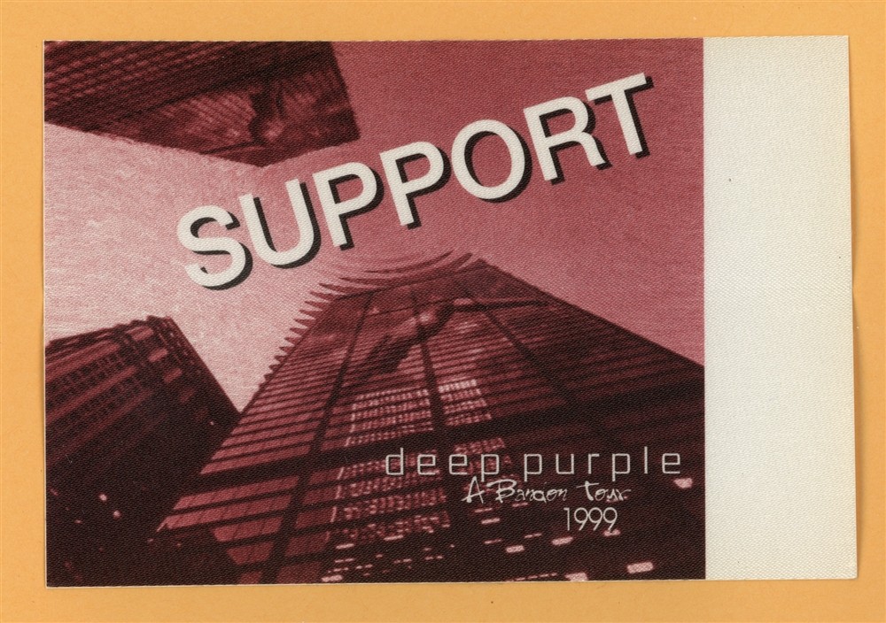 Deep Purple 1998 Abandon Concert Tour SUPPORT Backstage Pass