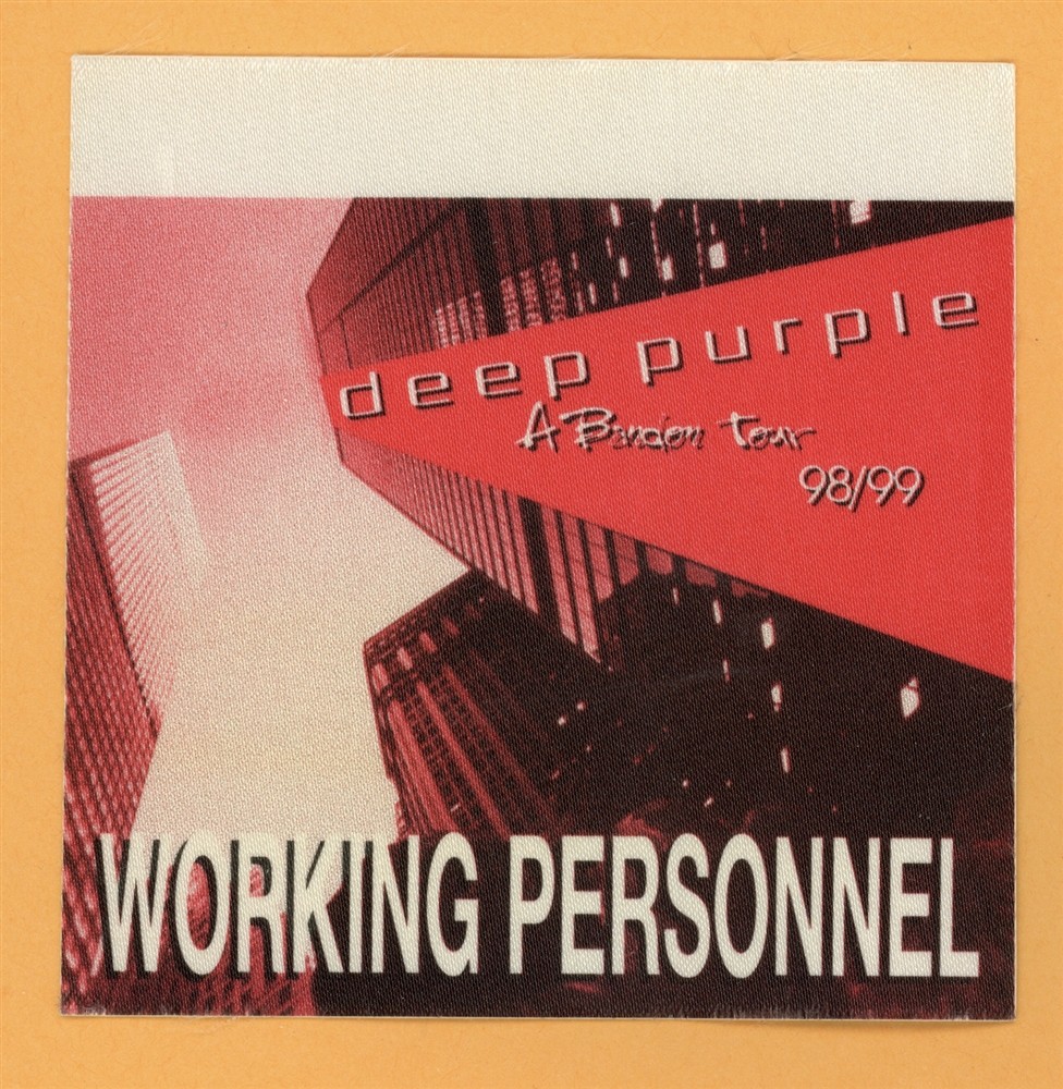 Deep Purple 1998 Abandon Concert Tour WORKING Backstage Pass