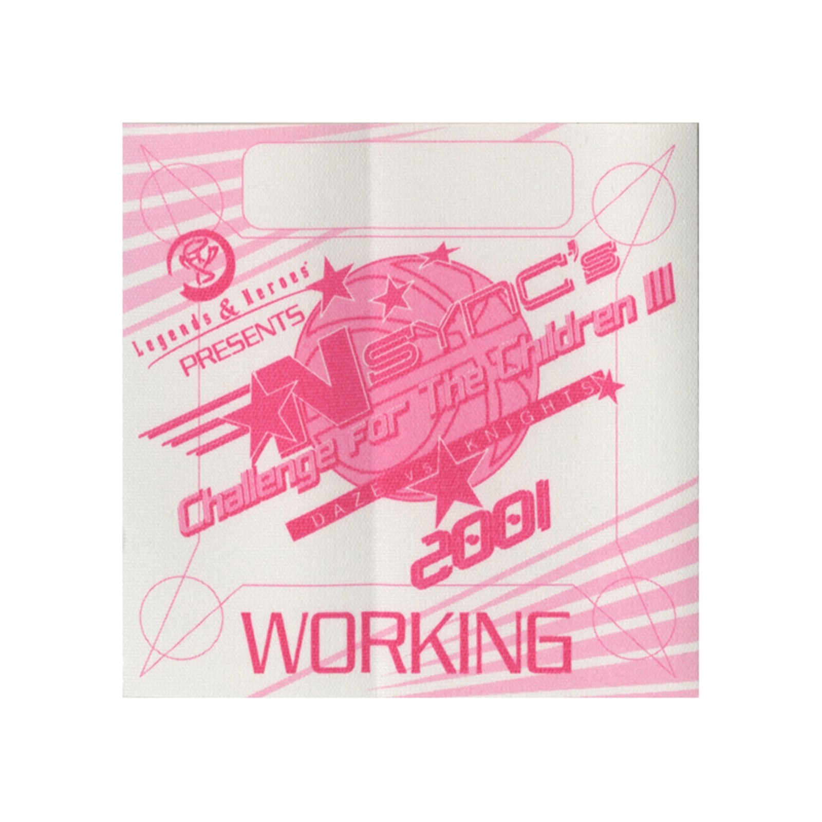 NSYNC 2001 Challenge for the Children Concert Tour Working Backstage Pass