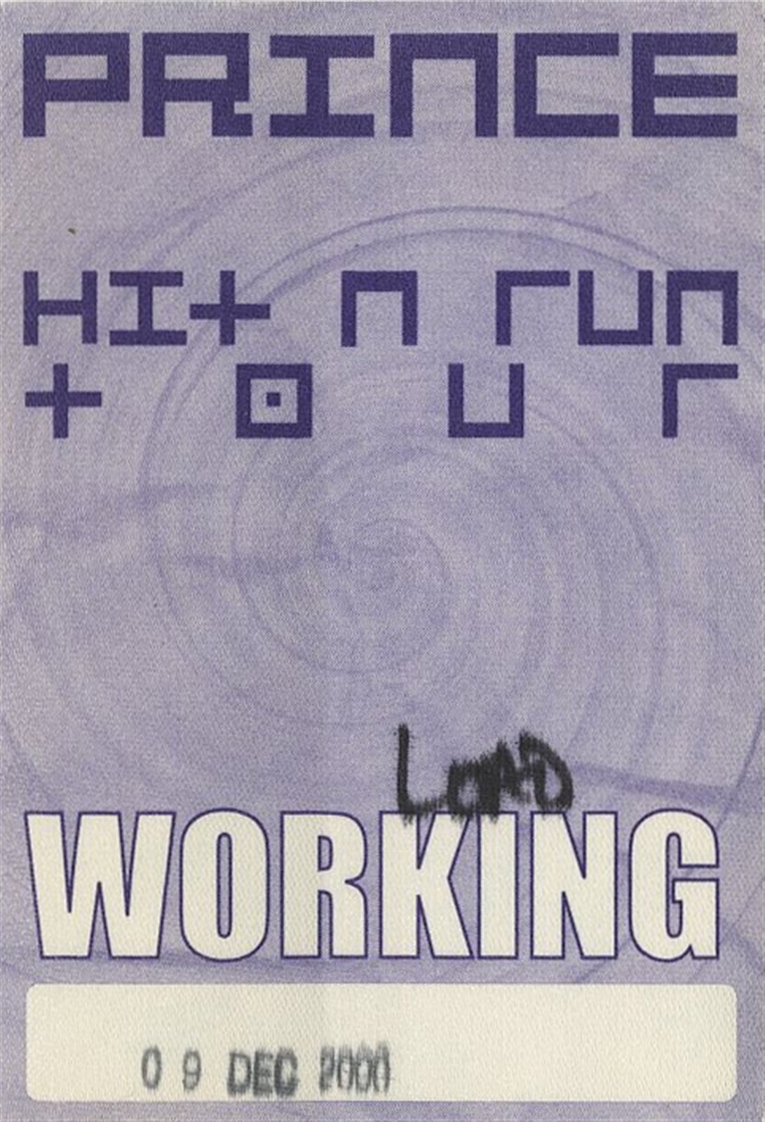Prince 2000 Hit N Run Concert Tour Working Backstage Pass