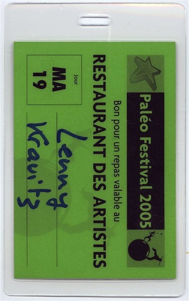 Lenny Kravitz 2005 Paleo Festival Concert Laminated Backstage Pass