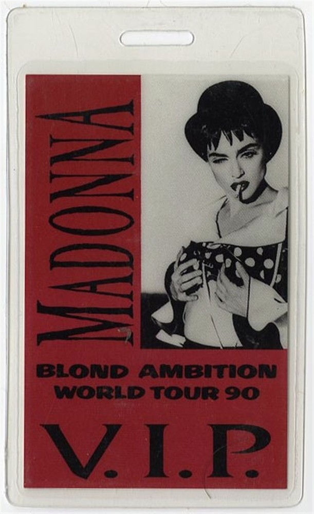 Madonna 1990 Blond Ambition Concert Tour VIP Laminate Backstage Pass