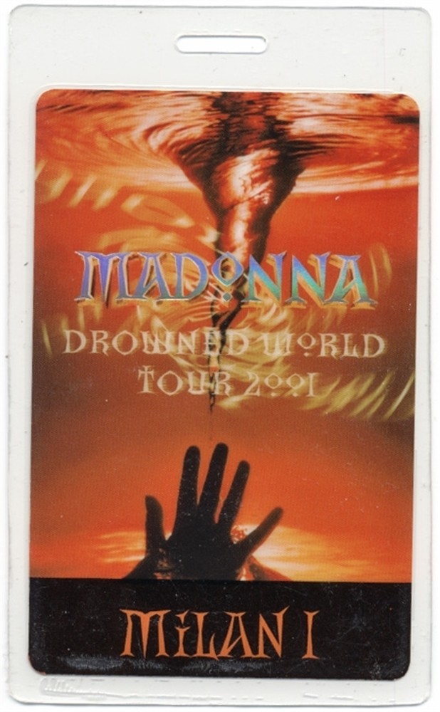 Madonna 2001 Concert Laminated Backstage Pass Drowned Tour Milan 1
