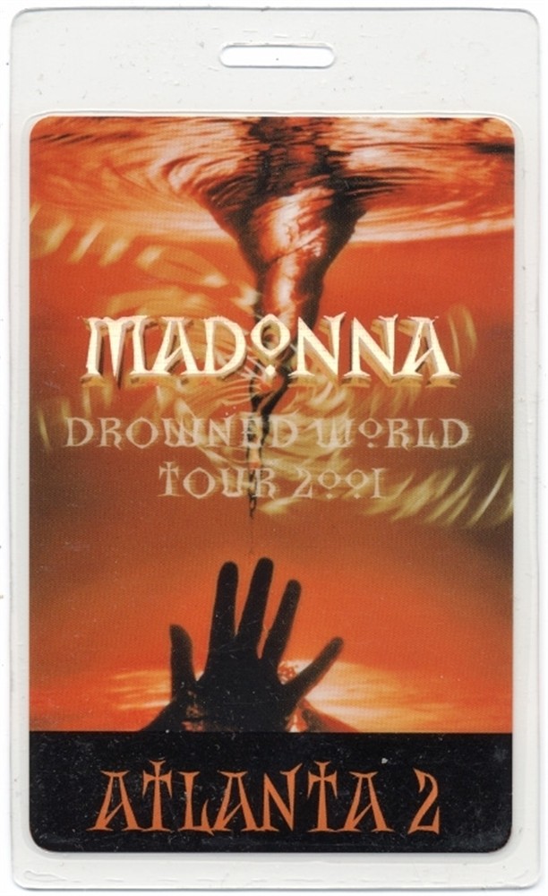 Madonna 2001 Drowned Concert Tour Atlanta 2 Laminated Backstage Pass
