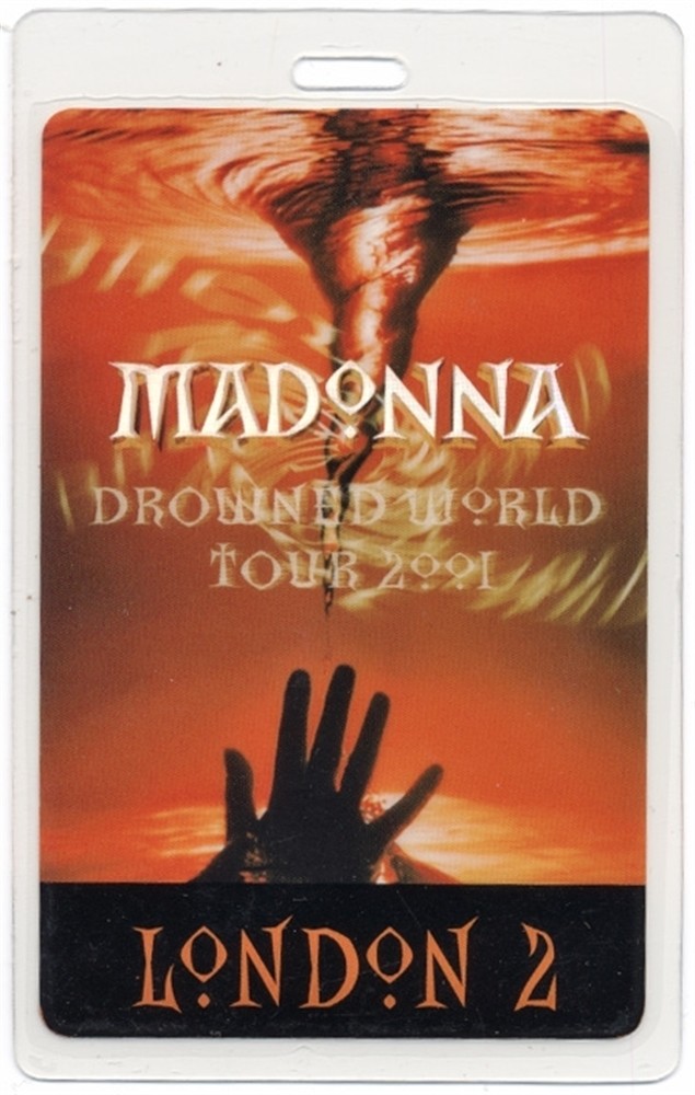 Madonna 2001 Drowned Concert Tour London 2 Laminated Backstage Pass