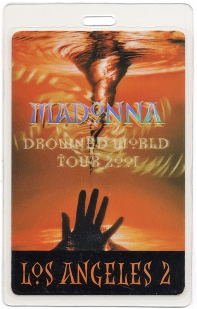 Madonna 2001 Drowned Concert Tour Los Angeles 2 Foil Laminated Backstage Pass
