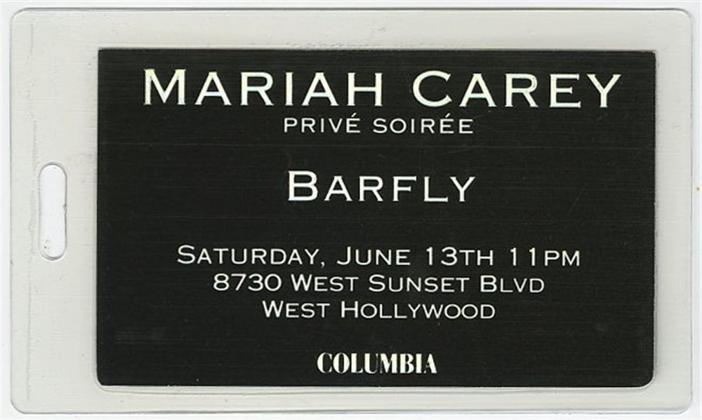 Mariah Carey 1998 Private Show West Hollywood Foil Laminated Backstage Pass