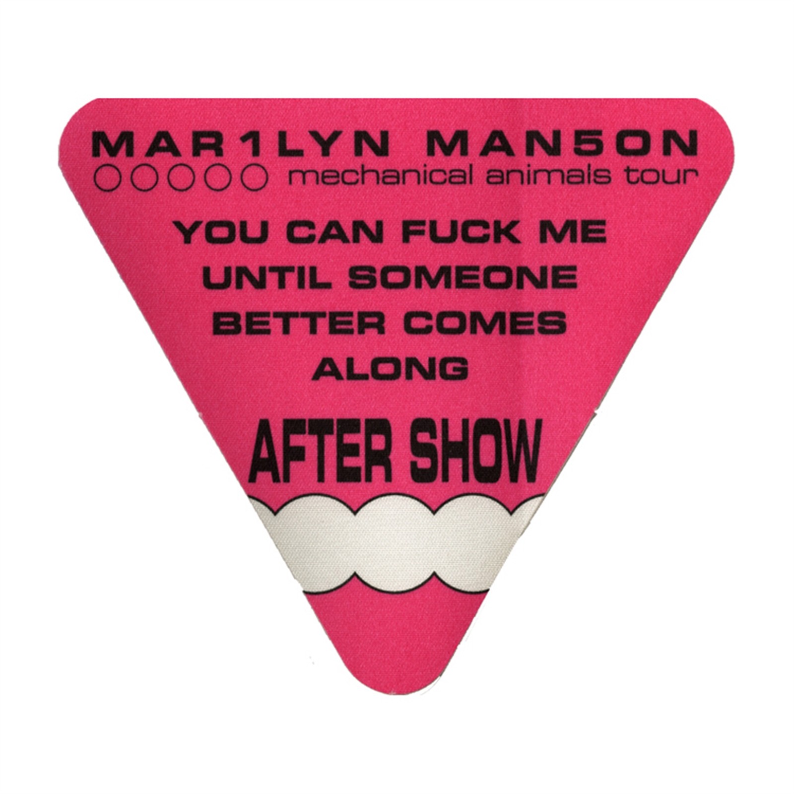Marilyn Manson 1998 Mechanical Animals Concert Tour Aftershow Backstage Pass