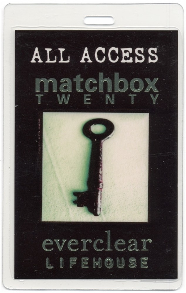 Matchbox 20 2001 Mad Season w/ Everclear Lifehouse Laminated Backstage Pass