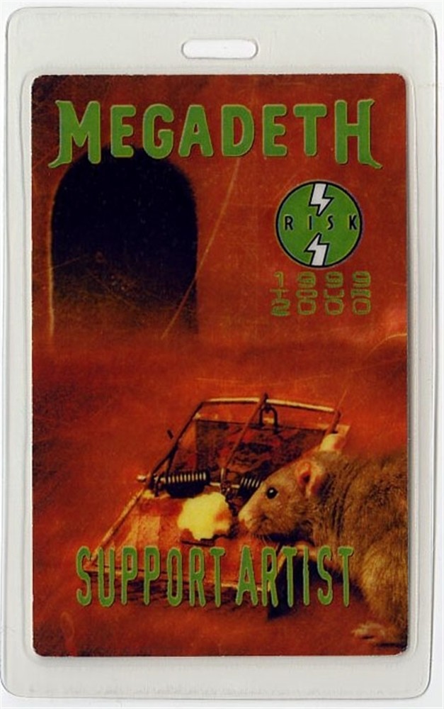 Megadeth 1999 Risk Concert Tour Artist Laminated Backstage Pass