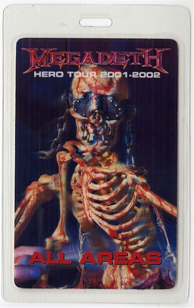 Megadeth 2001 The World Needs a Hero Tour All Access Laminated Backstage Pass