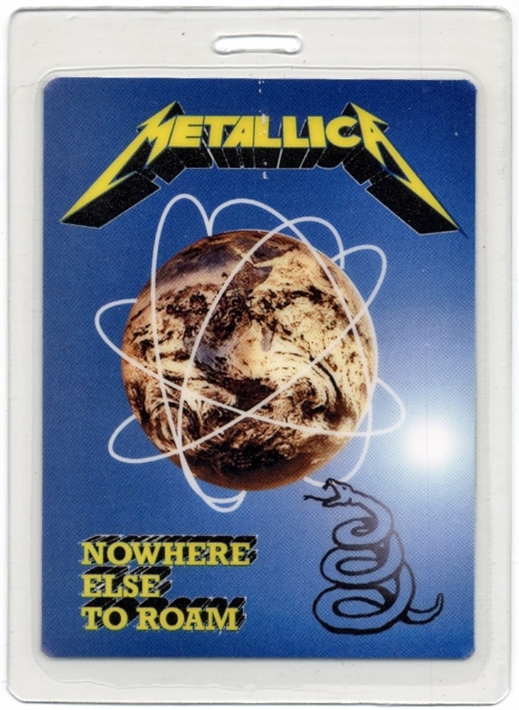 Metallica 1993 Nowhere Else to Roam Concert Tour Laminated Backstage Pass