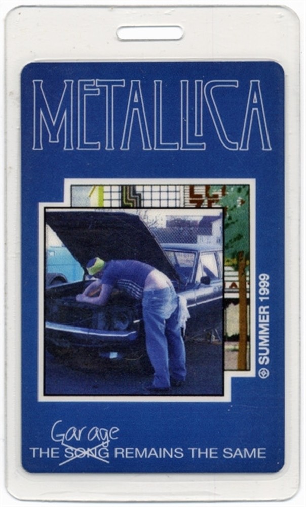 Metallica 1999 Garage Inc Concert Tour Laminated Backstage Pass