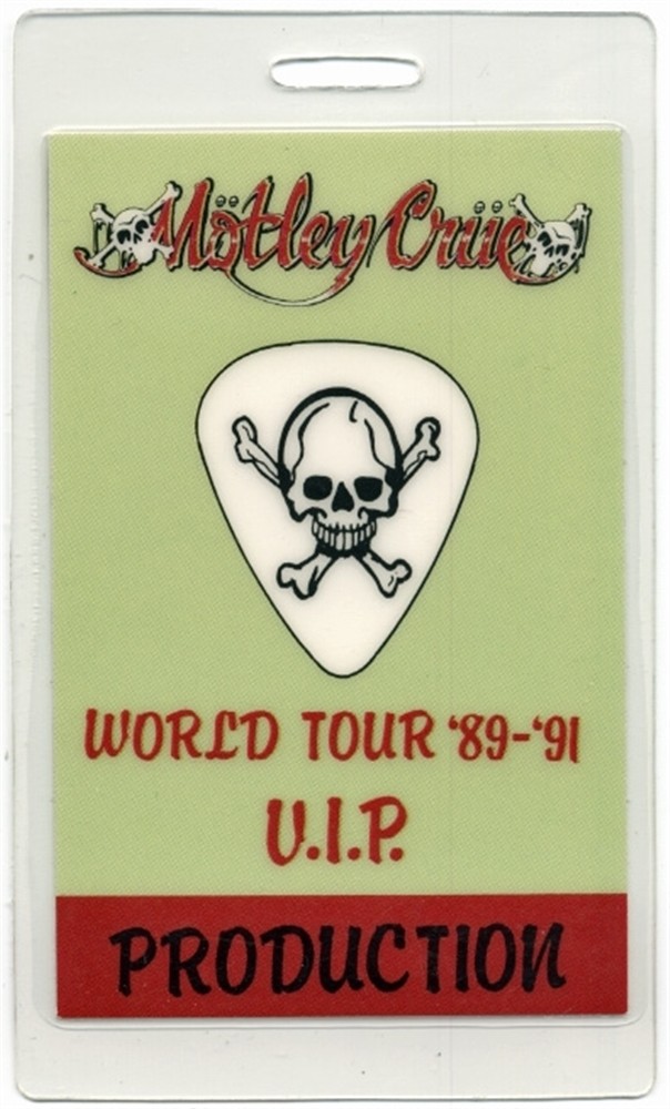 Motley Crue 1989 Dr. Feelgood Concert Tour crew Laminated Backstage Pass
