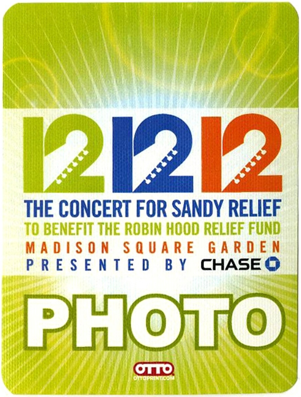 Paul McCartney 12/12/12 Concert for Sandy Relief Backstage Pass Eric Clapton