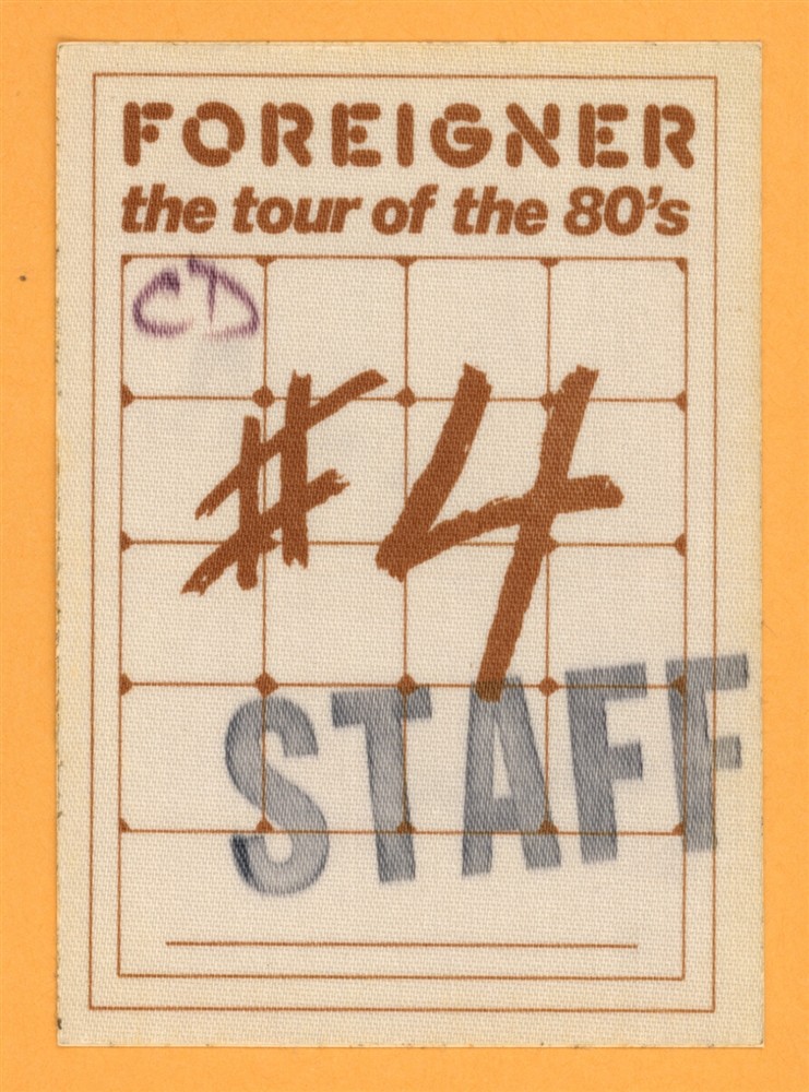 Foreigner STAFF Vintage Satin Cloth Backstage Pass - 1981 #4 Tour