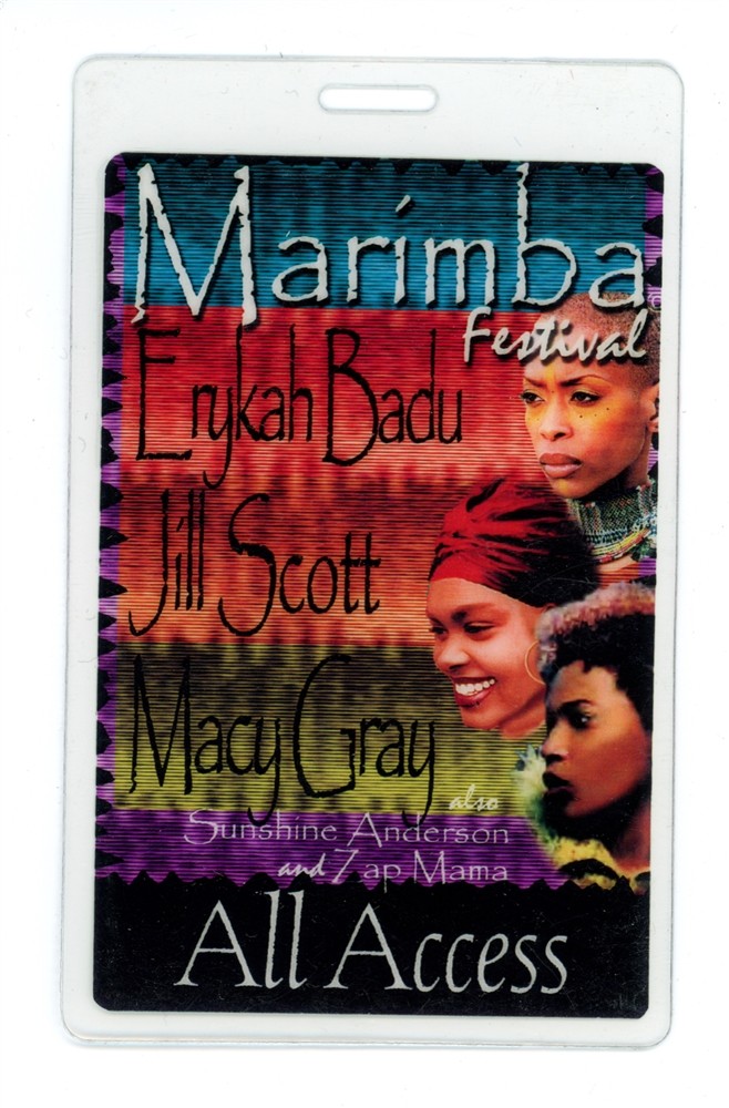 Marimba Festival Erykah Badu Macy Gray ALL ACCESS Laminated Backstage Pass