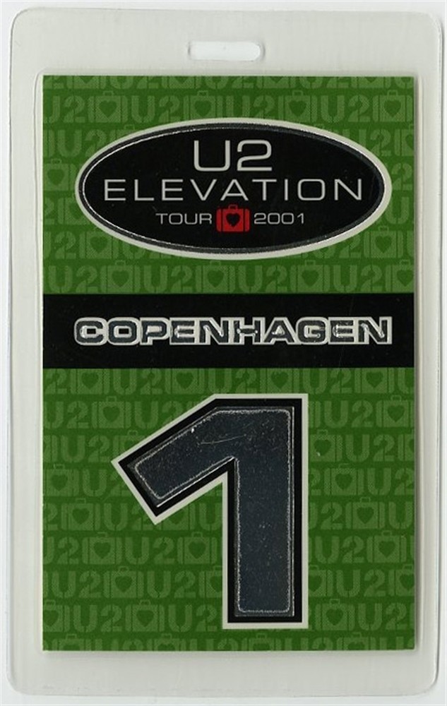 U2 2001 Elevation Concert Tour Laminated Backstage Pass - Copenhagen 1