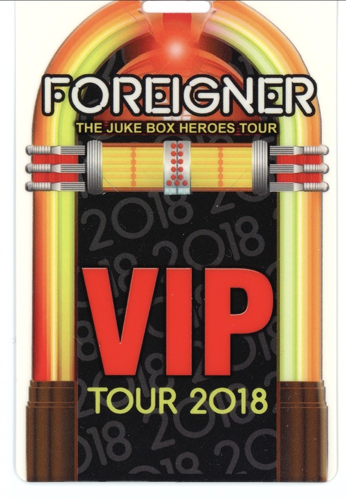 Foreigner Juxe Box Heroes Tour 2018 VIP Backstage Pass Laminated