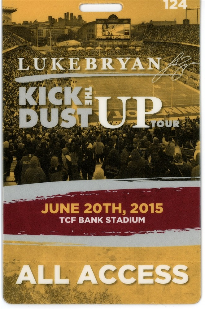 Luke Bryan Kick The Dust Up Tour ALL ACCESS Backstage Laminated Pass Yellow