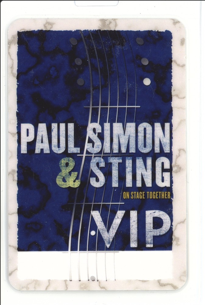 Paul Simon & Sting VIP Laminated Backstage Pass