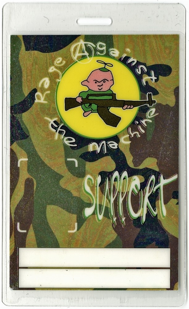 Rage Against the Machine 1994 Concert Tour Laminated Backstage Pass