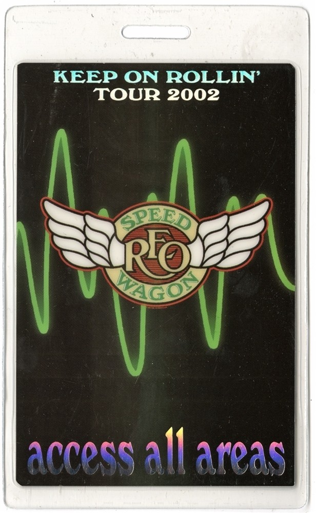 REO Speedwagon 2002 Keep on Rollin Tour All Access Foil Laminated Backstage Pass
