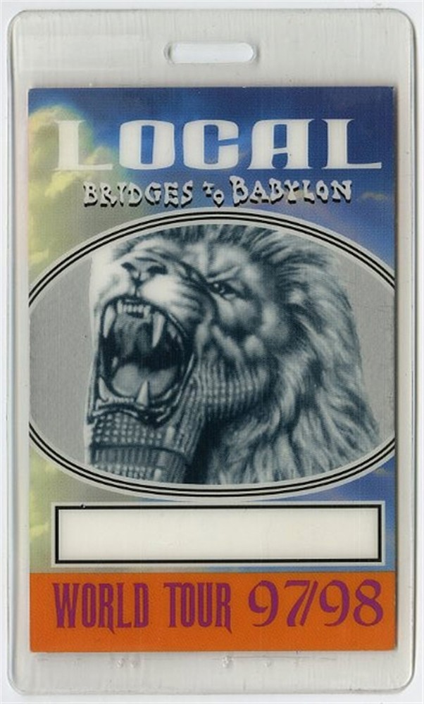 Rolling Stones 1997 Bridges to Babylon Local Crew Laminated Backstage Pass