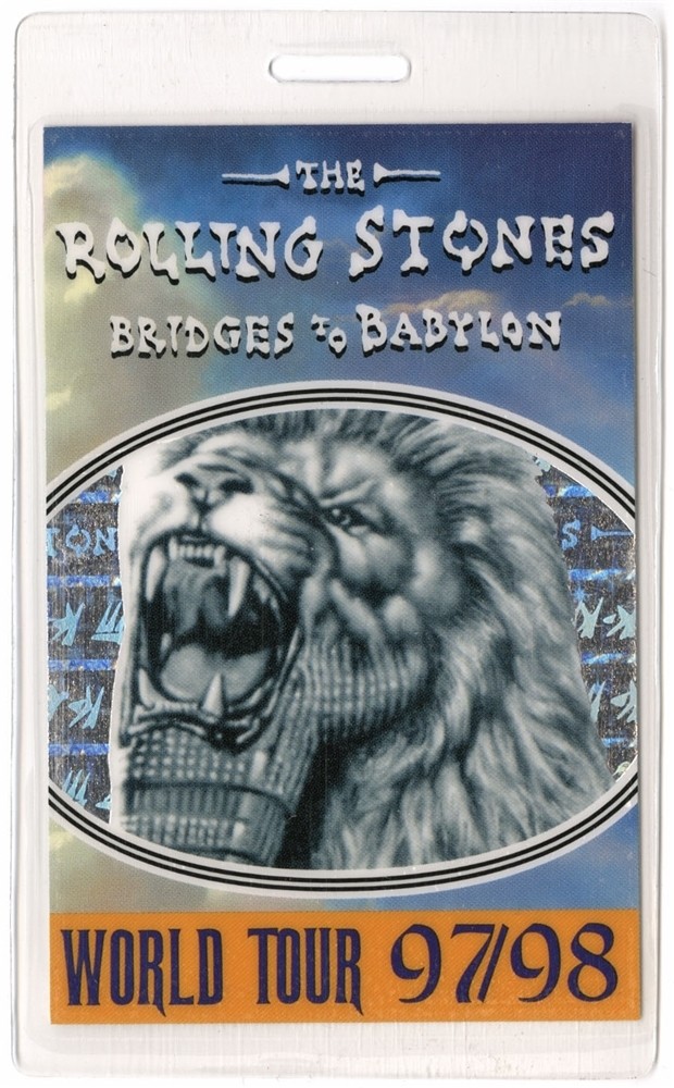 Rolling Stones 1997 Bridges to Babylon Tour Entourage Laminated Backstage Pass
